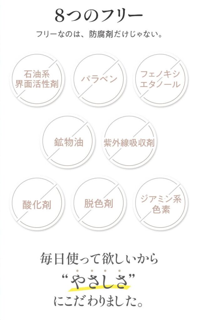 優しさにこだわり８つのフリーを実現。